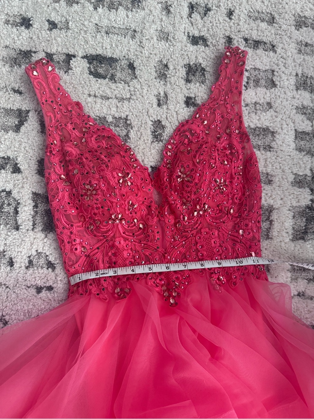 Ellie Wilde Pink Embellished High-Low Prom Dress - Picture 2 of 6